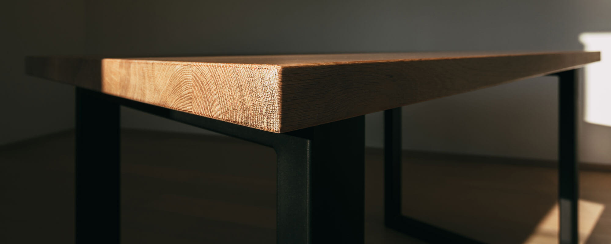 Detailed Texture Of Modern Wooden Table And Angular Iron Structu